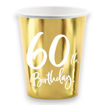 Picture of 60TH BIRTHDAY GOLD PAPER CUPS 220ML - 6 PACK